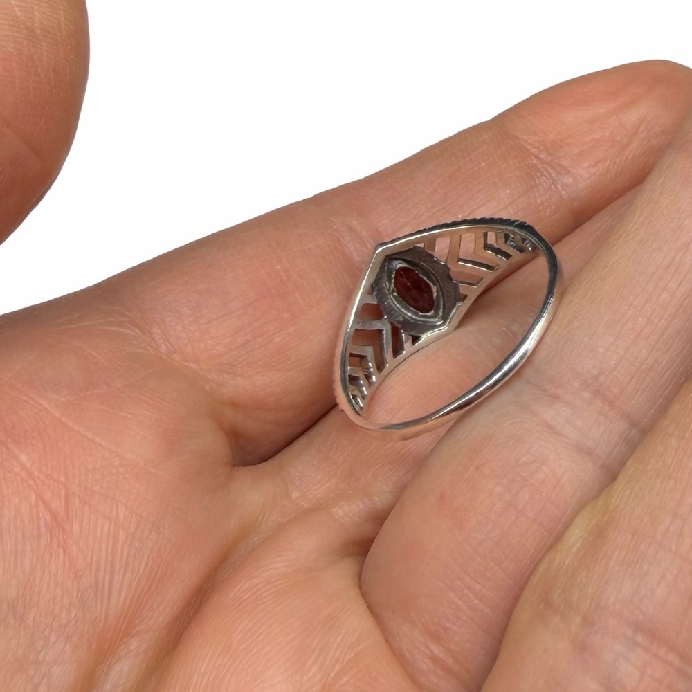 Hessonite Garnet Ring Size 8 Solid 925 Sterling S… - image 6